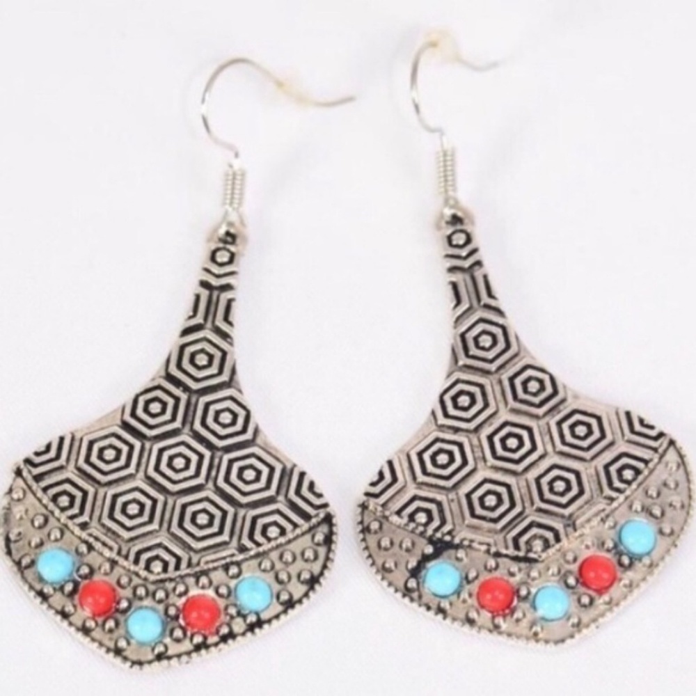 3/$25 Silver Aztec Bohemian Fashion Earrings